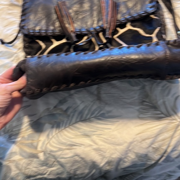 Leather Treska boho purse with cowhide front excellent condition! Snap and - Picture 4 of 13